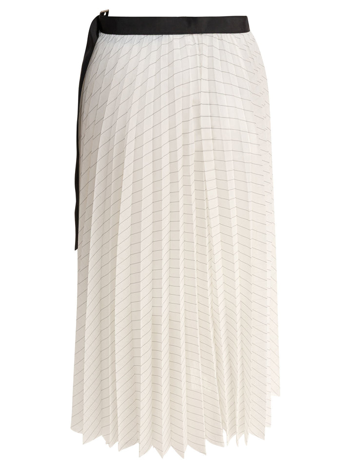 Sacai Pleated Skirt Gonne - Bianco | 41606c07215528b04ba64beab290ea2ed2a2eeda