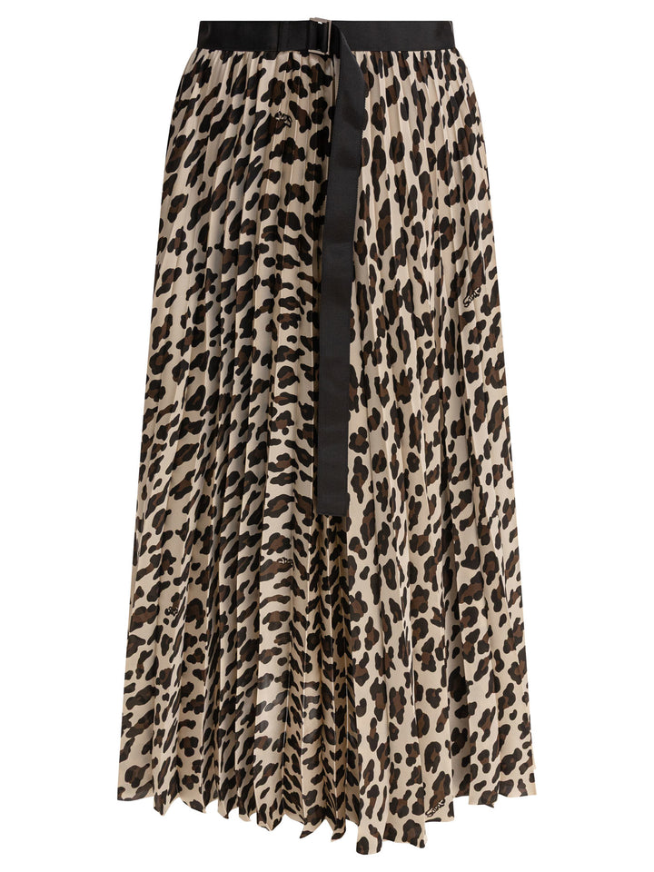 Sacai Leopard Skirt Gonne - Beige | 890746f103f2eaa4a898c79996a87ffc2ee16d8a