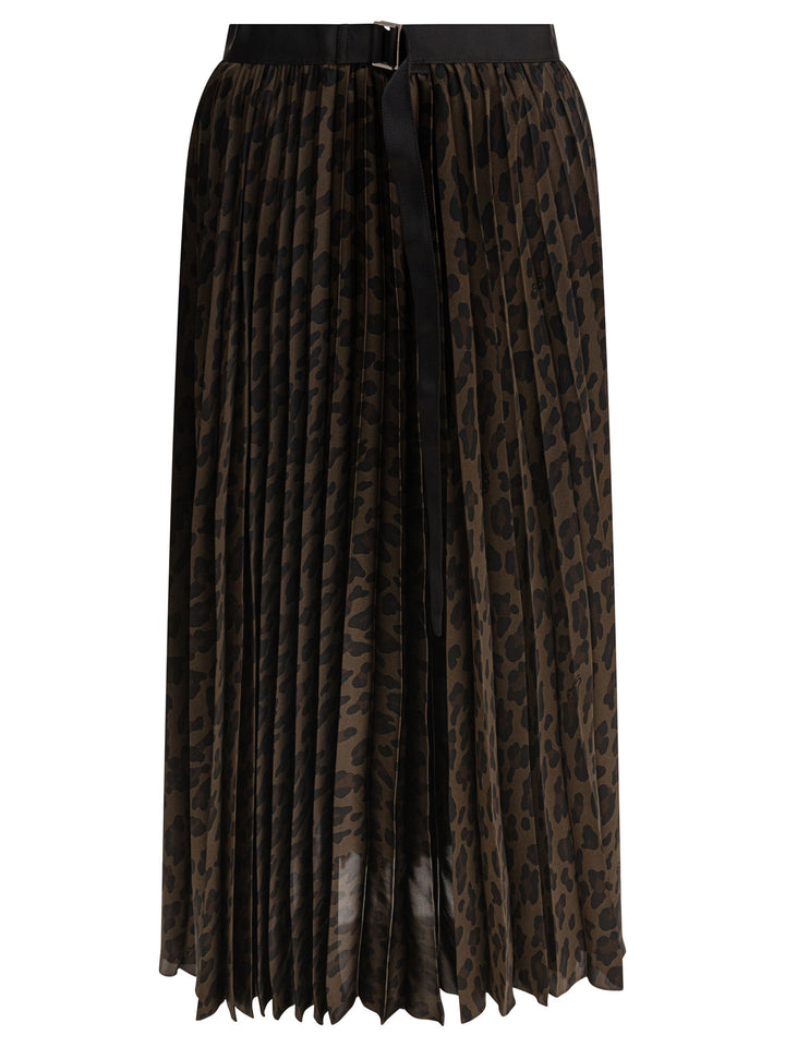 Sacai Leopard Skirt Gonne - Marrone | 5d806e682bff82f027666e44ca6559d0008693e9