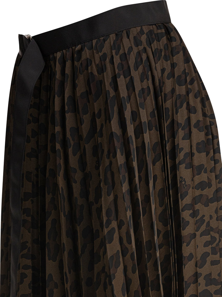 Sacai Leopard Skirt Gonne - Marrone | 7bf6821fcbd2ea4a153f13593e636bec5410e39b