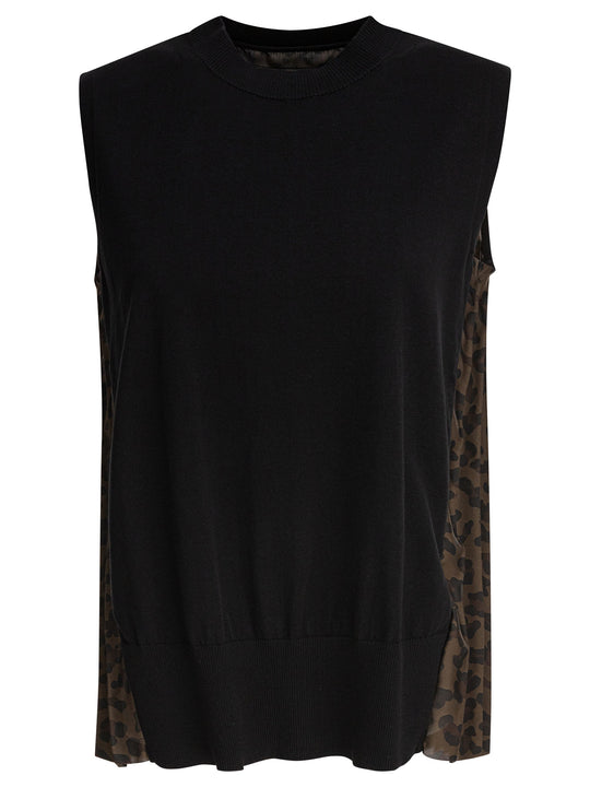 Leopard Print Top Top Nero