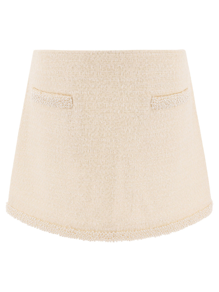Self-Portrait Perlenbesetzter Minirock Beige