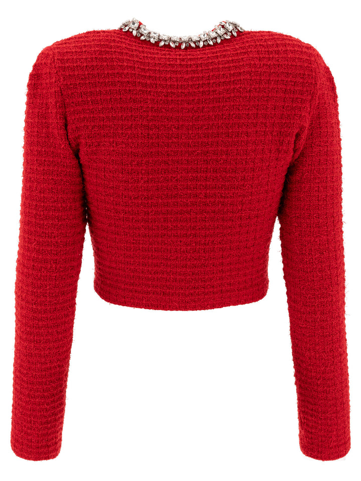 Self-Portrait Cardigan With Crystals Knitwear - Rosso | 1ee16b039f509ad4fd9a6fc465ecf7570addf479