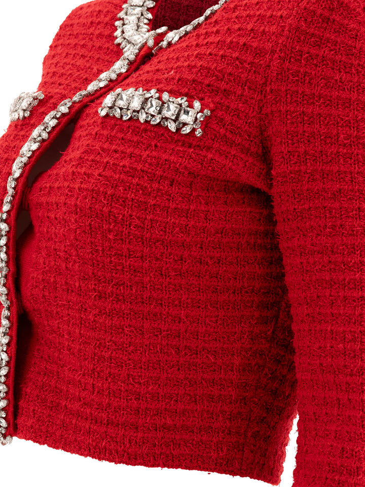 Self-Portrait Cardigan With Crystals Knitwear - Rosso | 53d6edc30caee39f7dec81fea79da620db268e07
