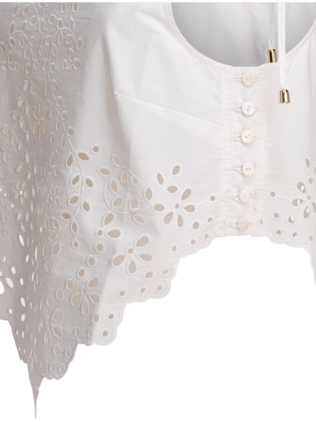 Self-Portrait Cotton Embroidered Top Top - Bianco | 766aa900146e9832eaf6c651a5a53d94940f4535