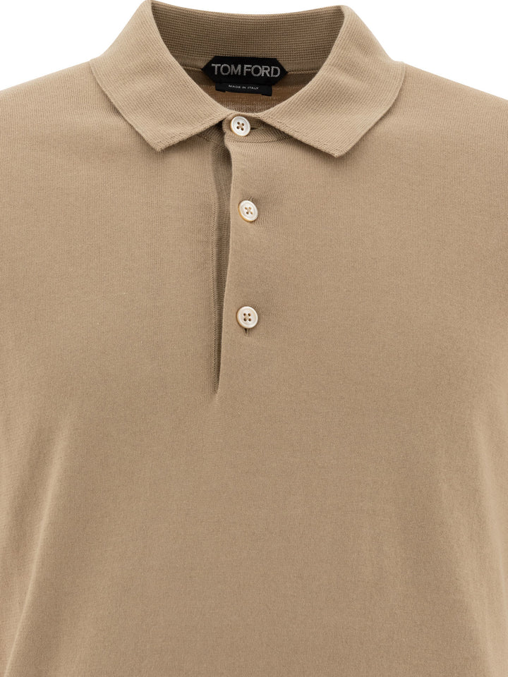 Tom Ford Polo aus Kaschmir und Seide Beige Poloshirt