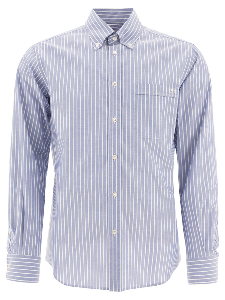 Valentino Cotton Striped Shirt Shirts - Light blue | fd7108d0acfb6137006c2efc8587aaf1a7d8b813