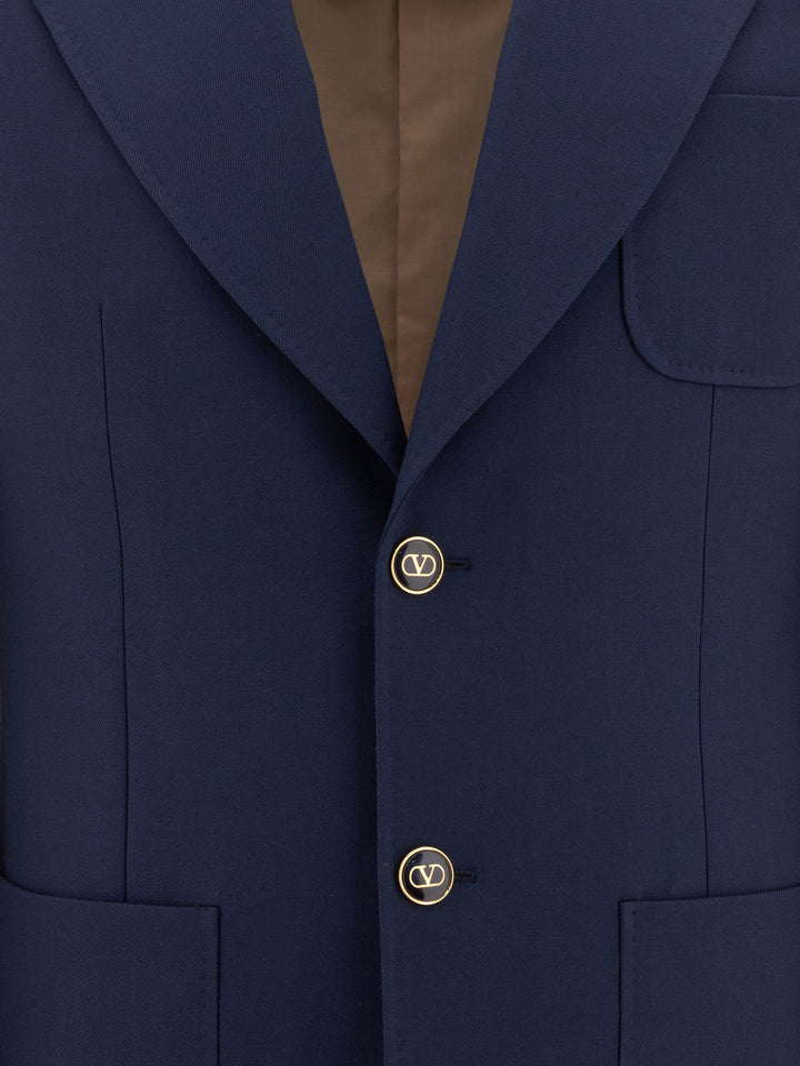 Valentino Virgin Wool Blazer Jackets and Coats - Blu | 742203880c75379a68d228f6c5d5c1b6aad61200