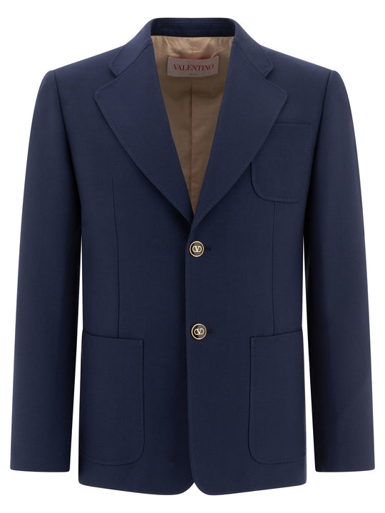 Virgin Wool Blazer Jackets And Coats Blu