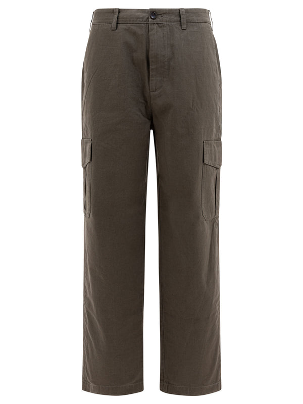 Pantalones cargo de algodón y lino verdes