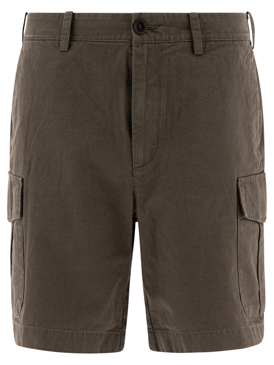 Cotton And Linen Cargo Shorts Verde