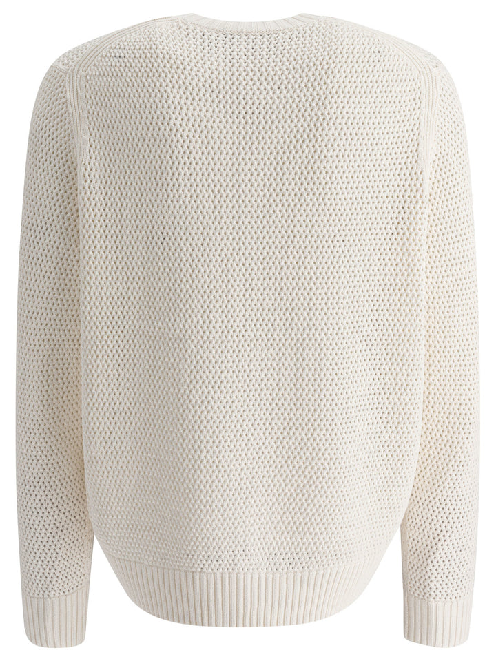 Vince Perforated Crew Neck Sweater Knitwear - Bianco | cd38f733909d846d8c0d3f645f36e504ee9cf98f