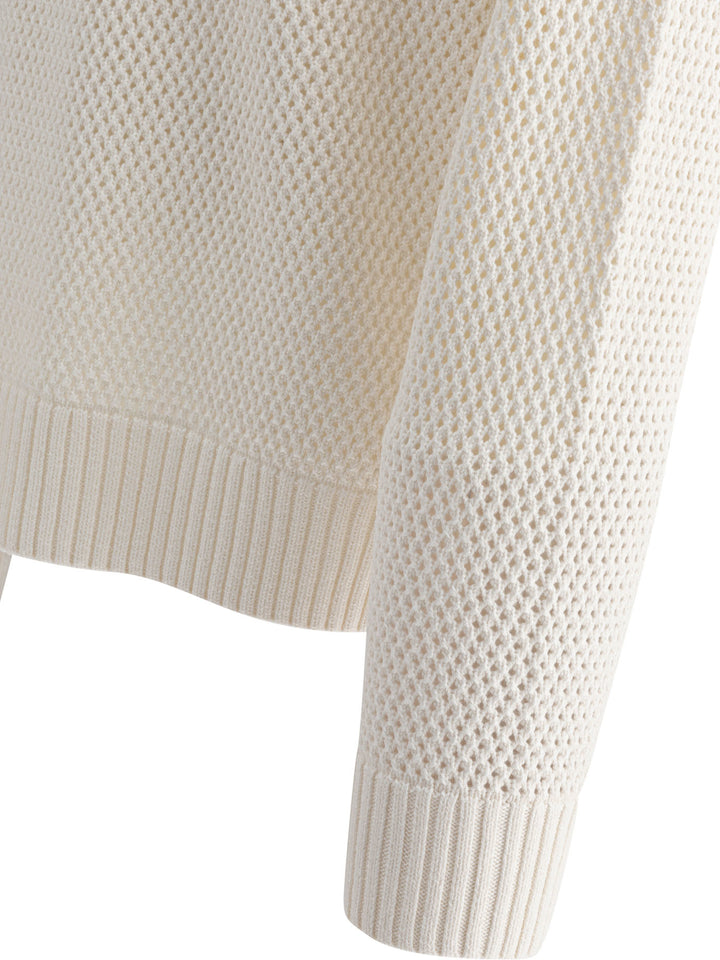 Vince Perforated Crew Neck Sweater Knitwear - Bianco | d6c20925524185ad82470a075fc78b23e32b0e57