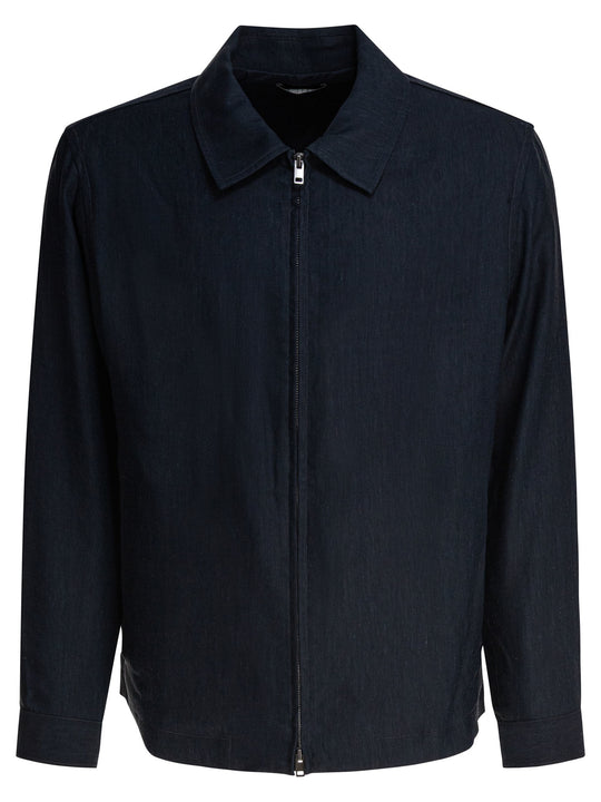 Bomber Jacket Zipper Closure Jackets And Coats Blu