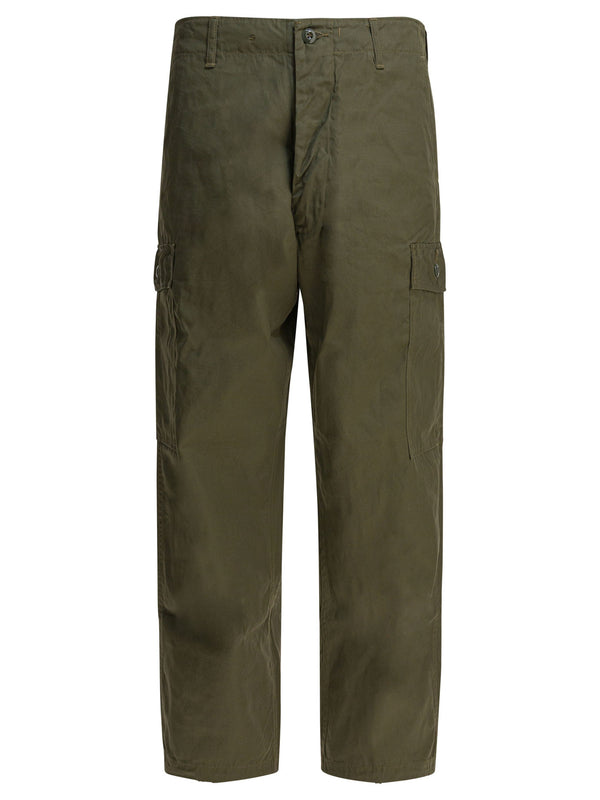 Cargo In Popeline Di Cotone Pantaloni Verde