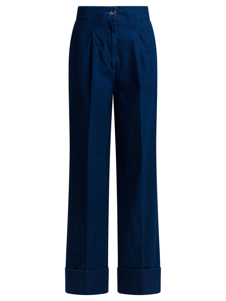 Valentino Wide-Leg  With Pleats Jeans - Blu | e4ee875a752bed1c96384b6b8113dbe1742ace36