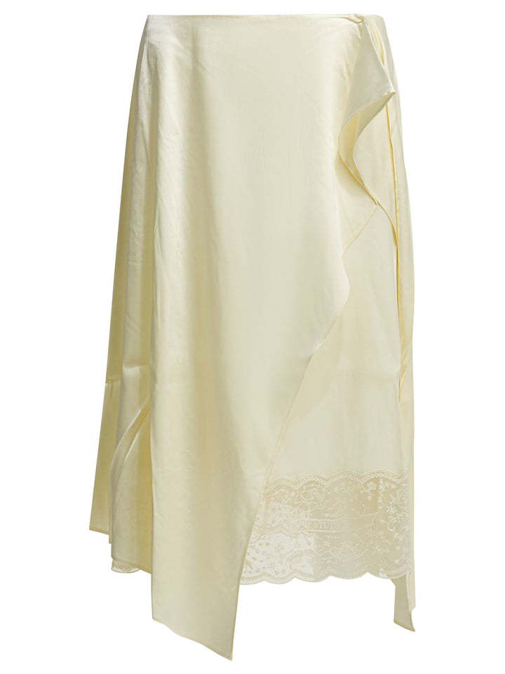 Acne Studios Asymmetrical Midi Skirt Gonne - Bianco | 11a550dd4077a299071e37c2d92e2dc5c1be0f20
