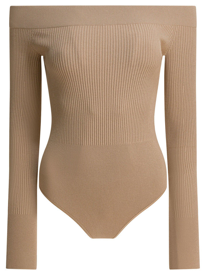 AlaïA Body Off-Shoulder Top - Beige | 7edbd1b40d3a26334d6ad7c15a9553dda6296f58