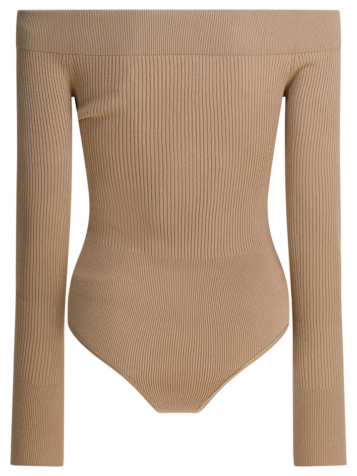 AlaïA Body Off-Shoulder Top - Beige | c1294dc6d9697300e4863494a9acd56bece80da6