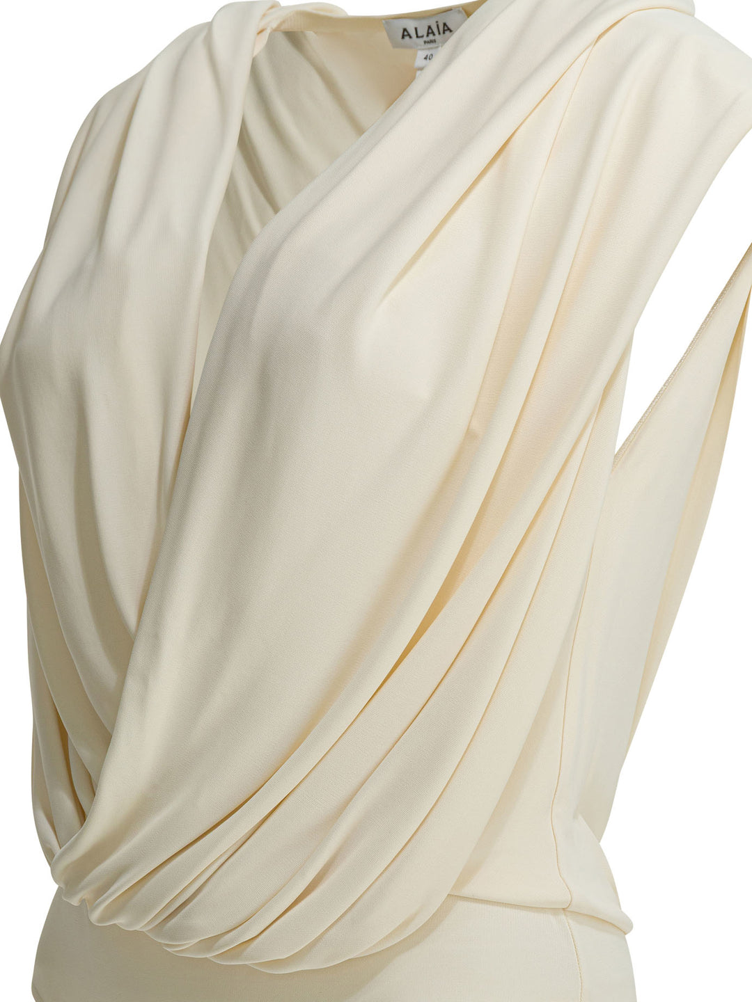 AlaïA Draped Bodysuit With Hood Top - Bianco | d2cb3deee20b74288aeb6754a03d1d50bce086d2