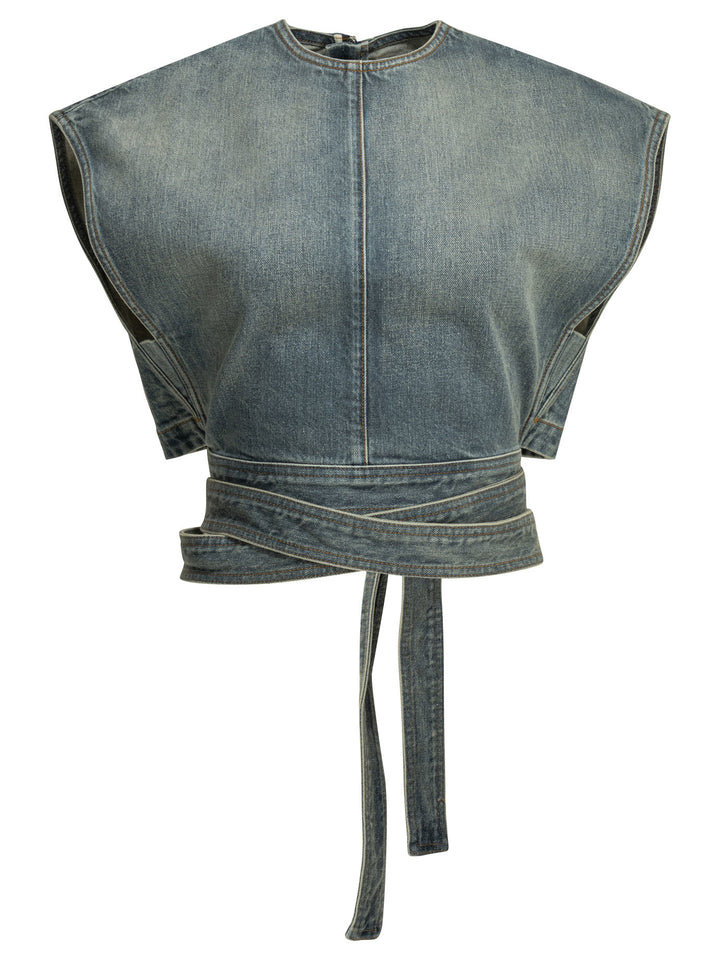 AlaïA Casual Denim Top Top - Light blue | 24ec841a10ccb366bf7d03189f54fc6f7fa8b49f