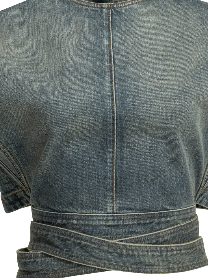 AlaïA Casual Denim Top Top - Light blue | 0d8b8a1cc9b836340cd0f45b42e0217419e930bc