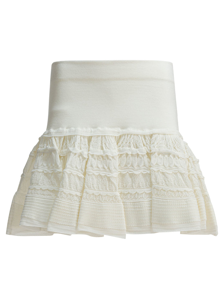AlaïA Miniskirt With Ruffles Gonne - Bianco | a603cf526cb511b381e47df391059e040c13e274