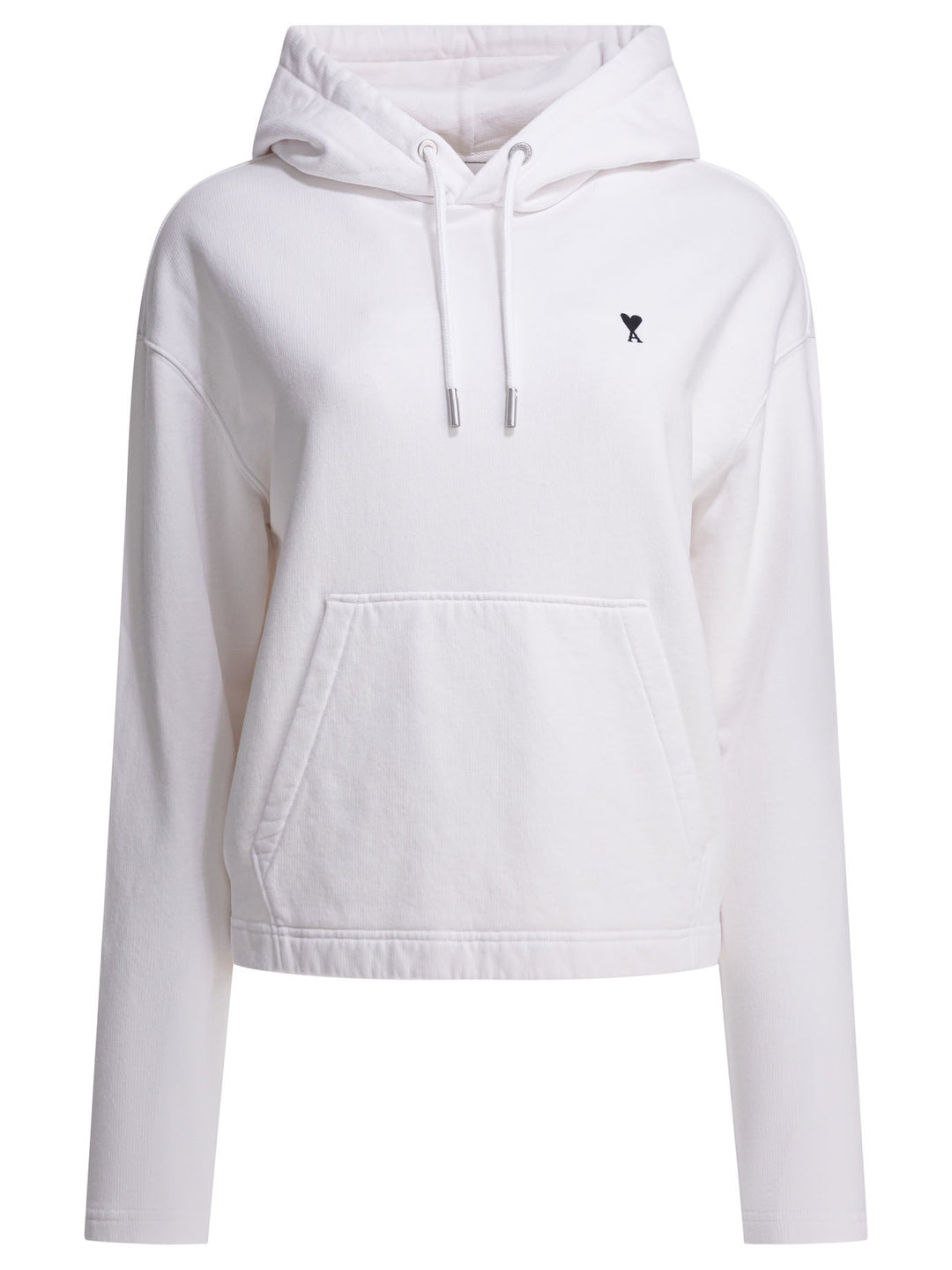 Ami Paris Cotton Hoodie Sweatshirts - Bianco | 301104cfef2f13e67ac6c8ae85a537ac0822b024