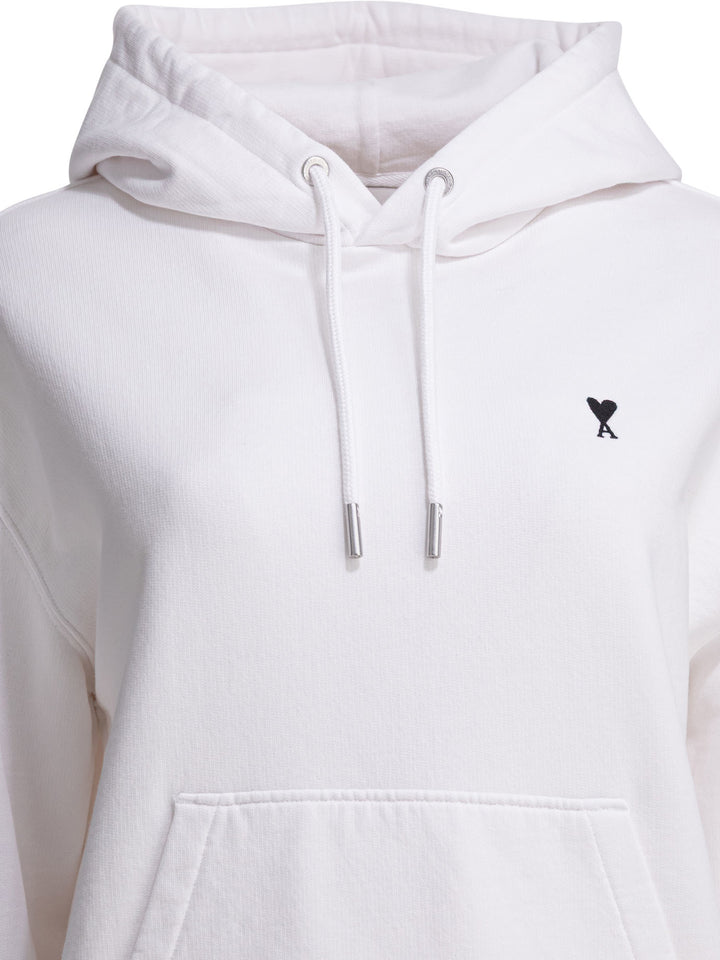Ami Paris Cotton Hoodie Sweatshirts - Bianco | 8eb350484bbdd7e3c83d67243462dec77db2877d