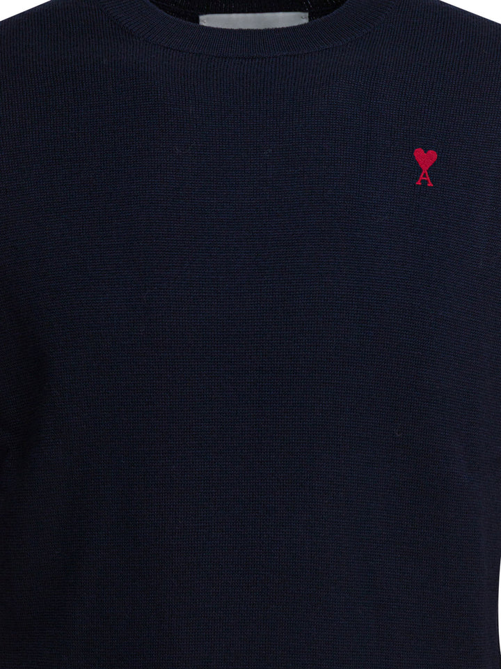Ami Paris Wool Crewneck Sweater Knitwear - Blu | bd10a25e1eca8d270659fa434573812baffebf99
