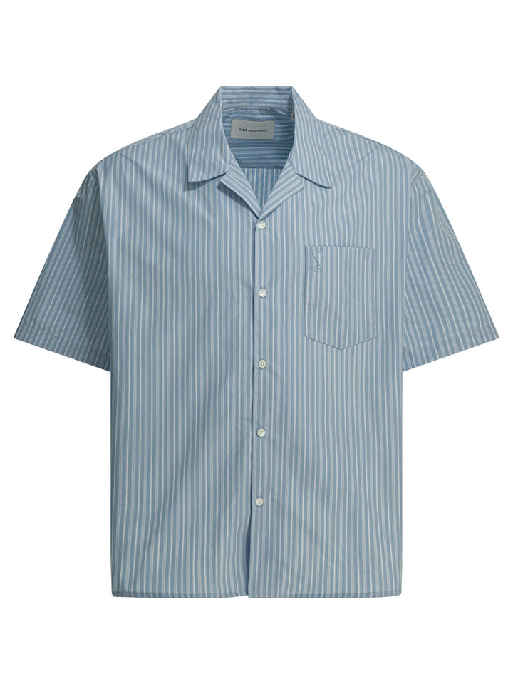 Ami Paris Short-Sleeved Boxy Shirt Shirts - Light blue | 87fe62cb30121546dead996e77276cd36b0d3923