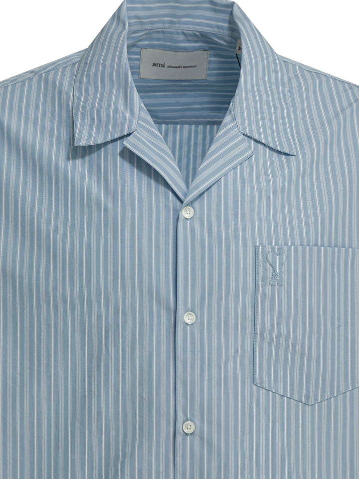 Ami Paris Short-Sleeved Boxy Shirt Shirts - Light blue | bb11a0a46ee26a19cbe231e14332f0d7cdca3457