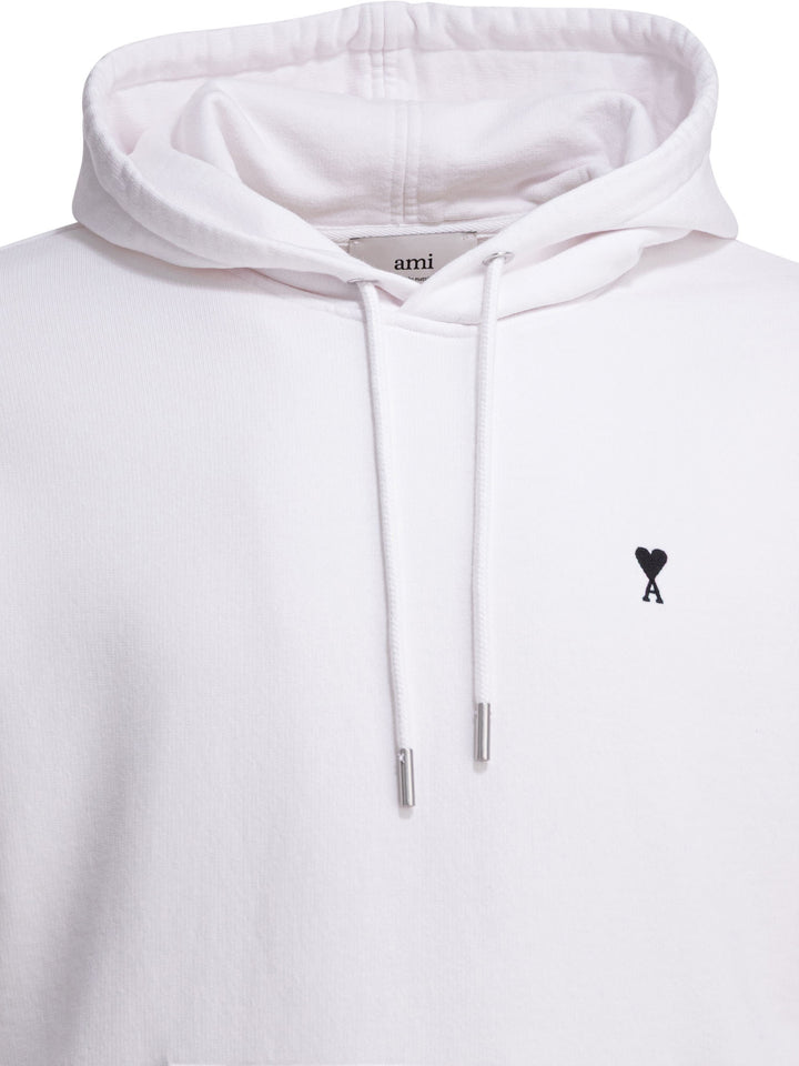 Ami Paris Hoodie With Logo Sweatshirts - Bianco | 405b87d3427ef9a570bc6a0039e2d30c7feff0a5