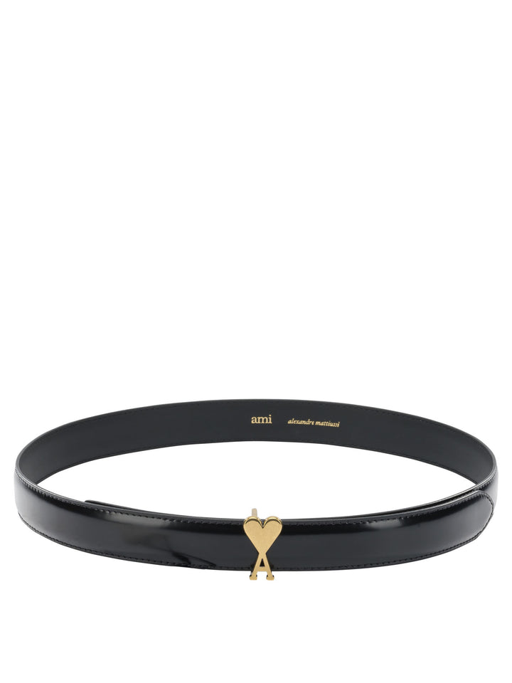 Ami Paris Leather Belt With Buckle Ami De Coeur Cinture - Nero | efd086e22895c46c9bb9a918503a0d5e73ea40f5