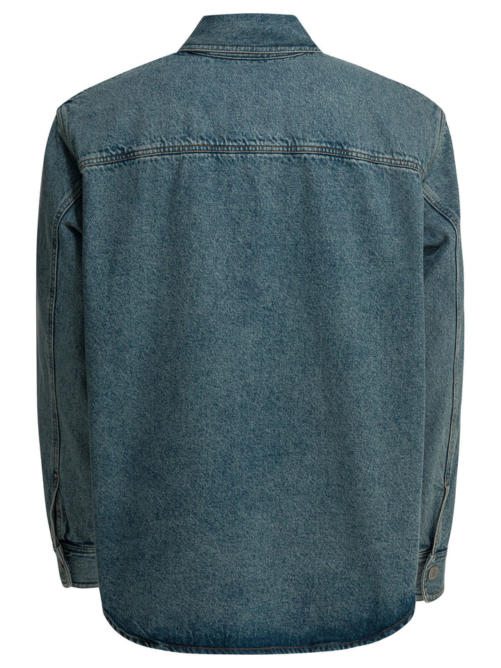 Ami Paris Denim Shirt With Logo Shirts - Blu | f1a8bf3e16aadfeb2c56afc347ba64b4dd3ee957