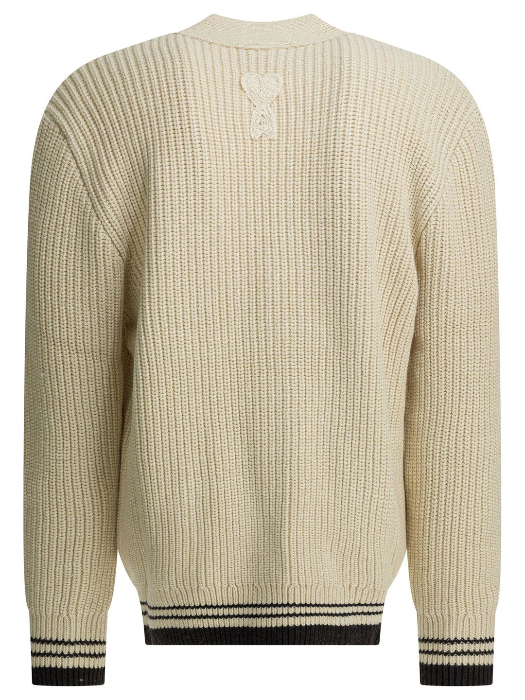 Ami Paris Wool Cardigan With Logo Knitwear - Bianco | fb22243a1b9348929fd9dd5e8674b0e7e3c641df