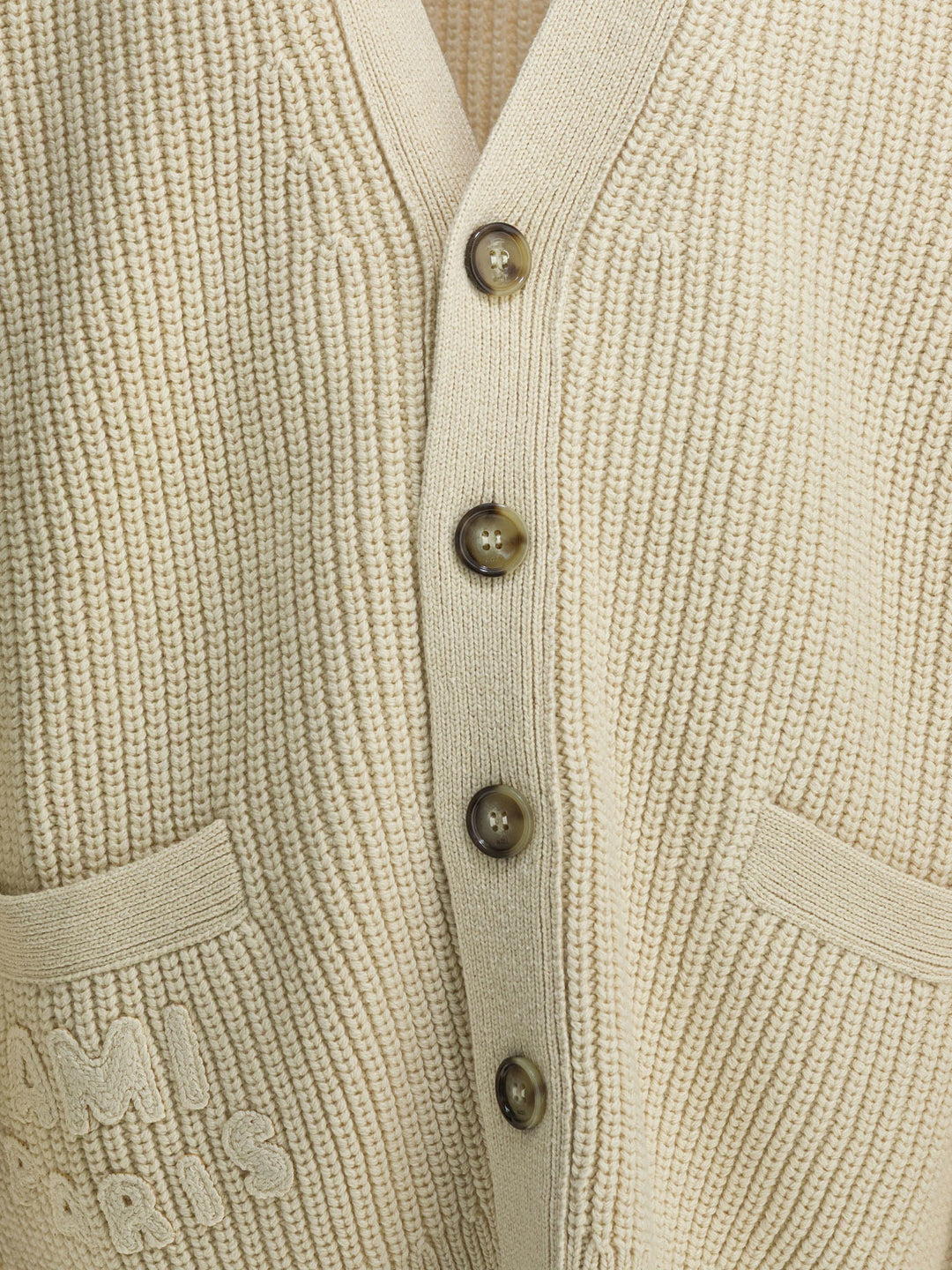 Ami Paris Wool Cardigan With Logo Knitwear - Bianco | 2bdccf2240c40b4de6142a276ad414c276fd8815