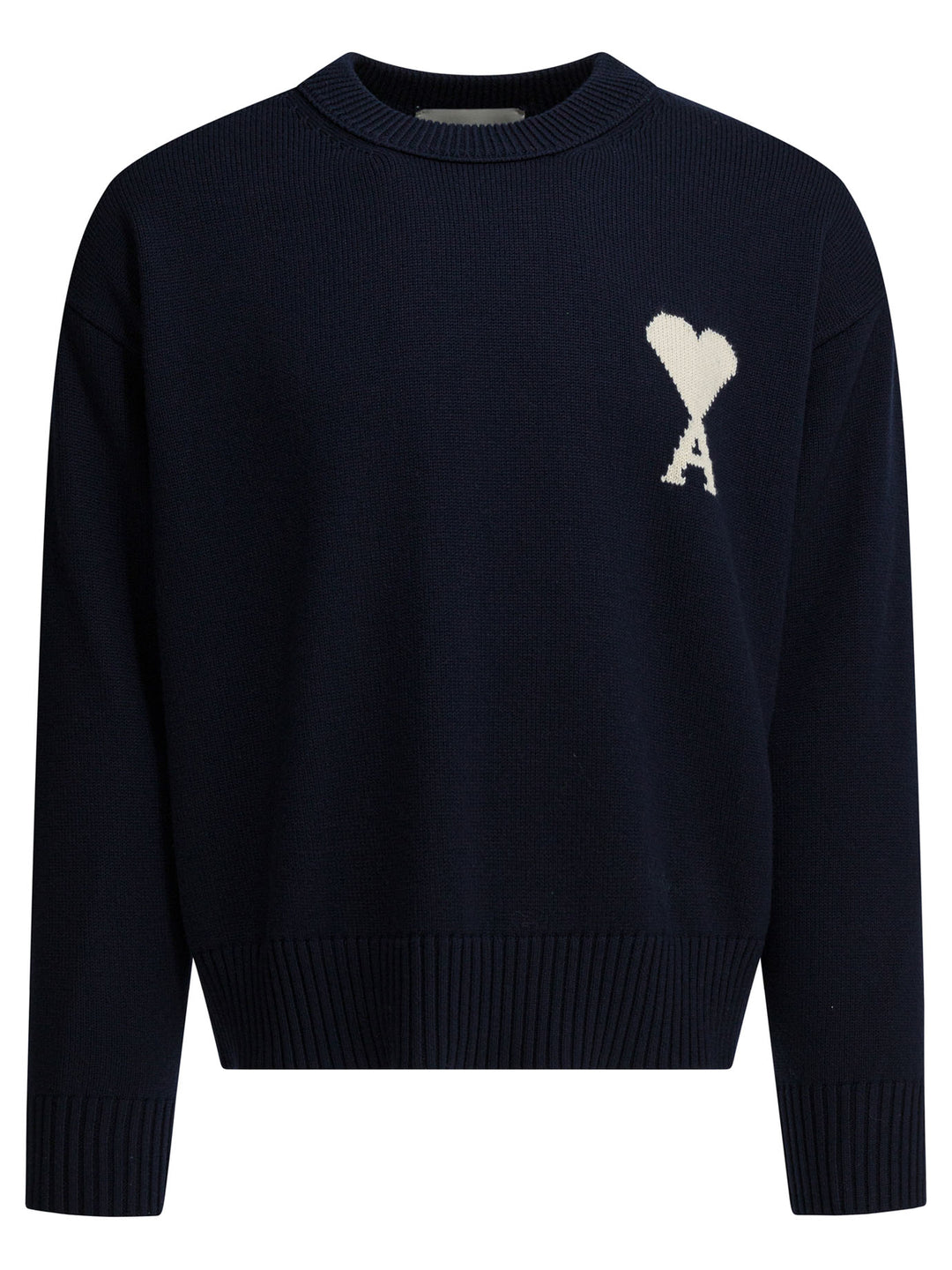 Ami Paris Wool-Blend Crew-Neck Sweater Knitwear - Blu | b020d77ec9d8e88fb9f116438b41be55c7b43fe3