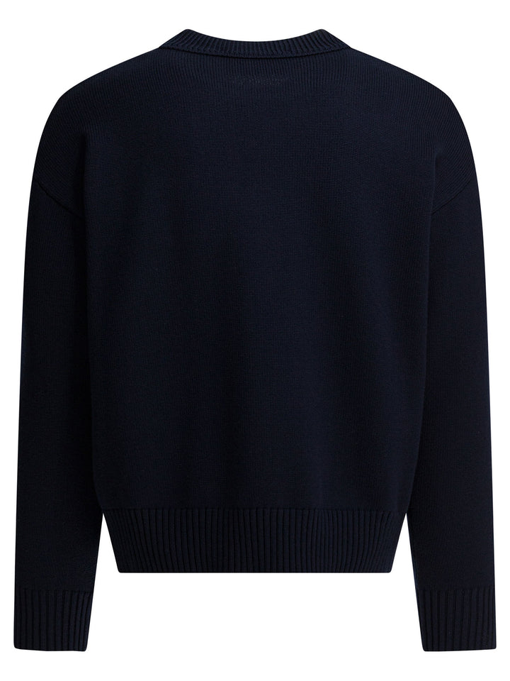 Ami Paris Wool-Blend Crew-Neck Sweater Knitwear - Blu | 7eb7eeb0802acad277fcf52b7e562200f9c95212