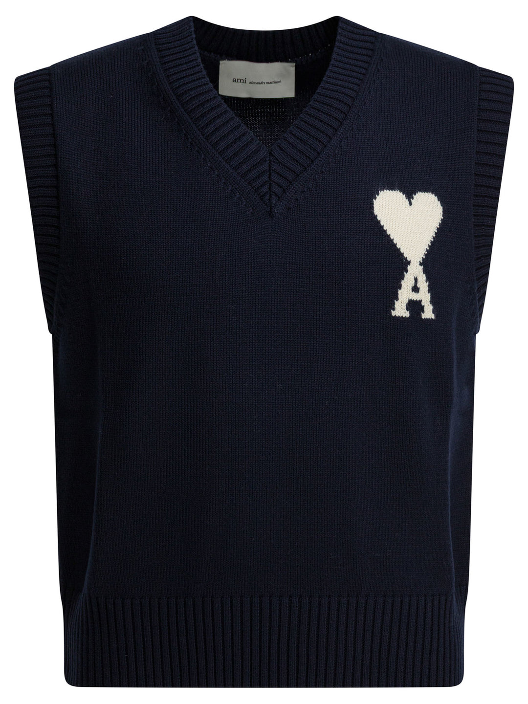 Ami Paris Logo Vest Knitwear - Blu | e2118e5f60170e47fe417205f52d5c187043b234