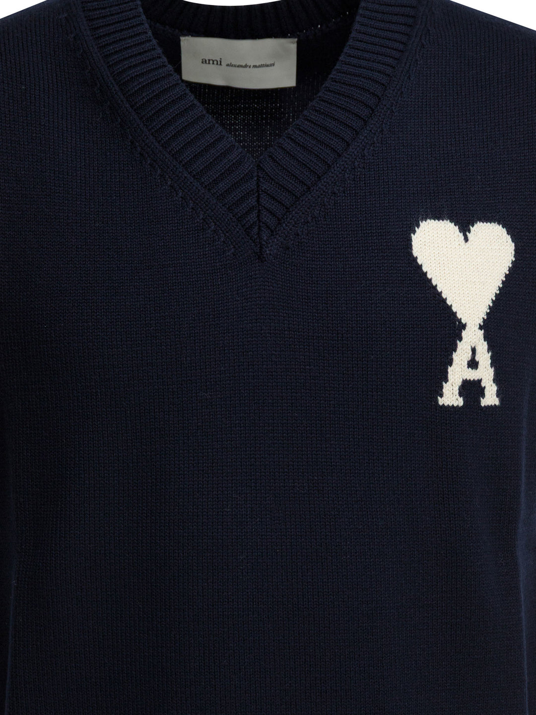 Ami Paris Logo Vest Knitwear - Blu | 8da43b190017f44c2ff303101575d15ac9284e25