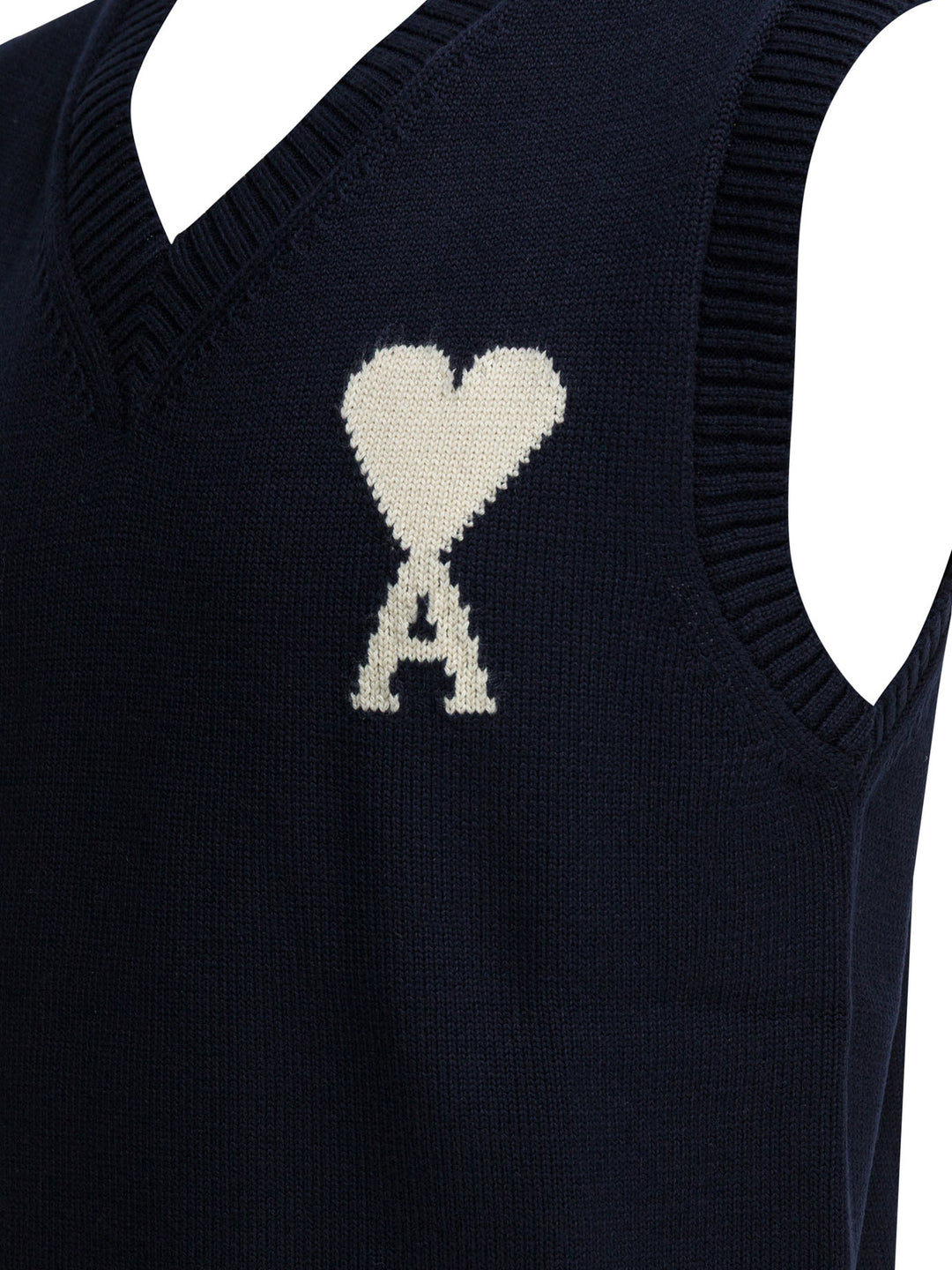 Ami Paris Logo Vest Knitwear - Blu | 8669fd61039f8902ccea02f07de9a0bd165439fe