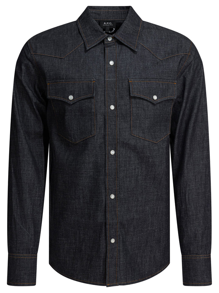 A.P.C. Western Denim Shirt Shirts - Blu | a87c9b09e33ad9310c5af5c4b68d04ba4d2d4cb4