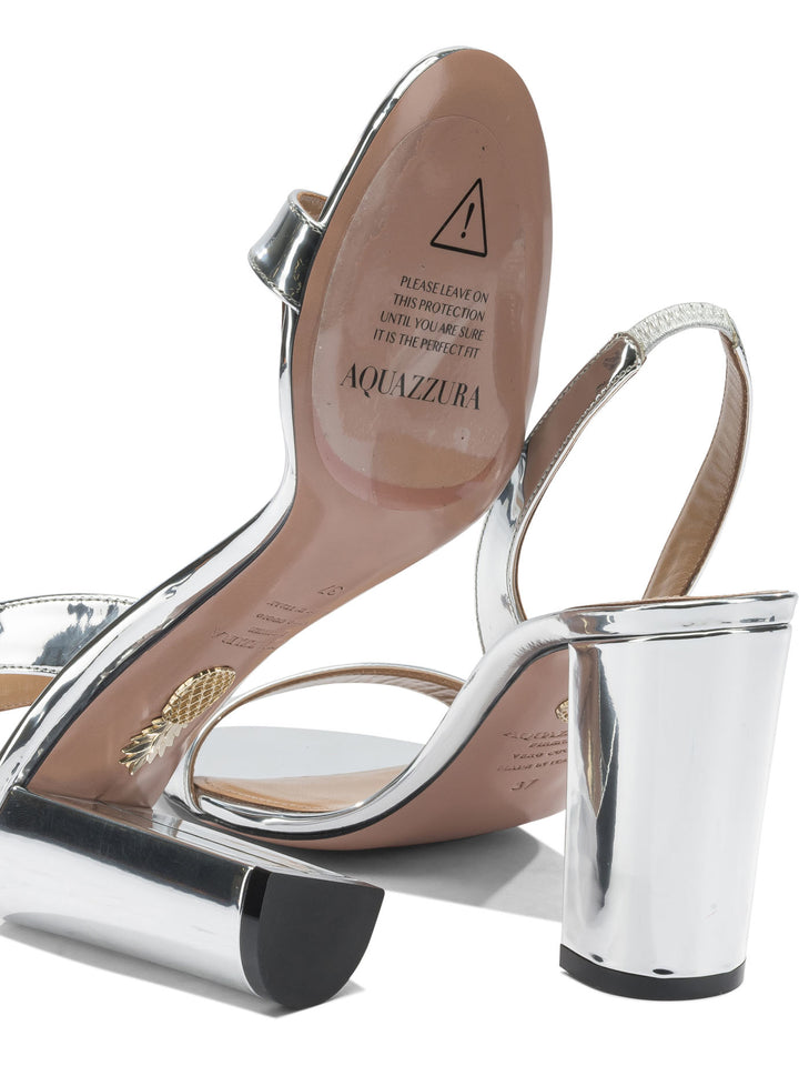 Aquazzura So Nude Block 85mm Sandali - Silver | ba72c90f794832d14af4a91805e2539f676a2819