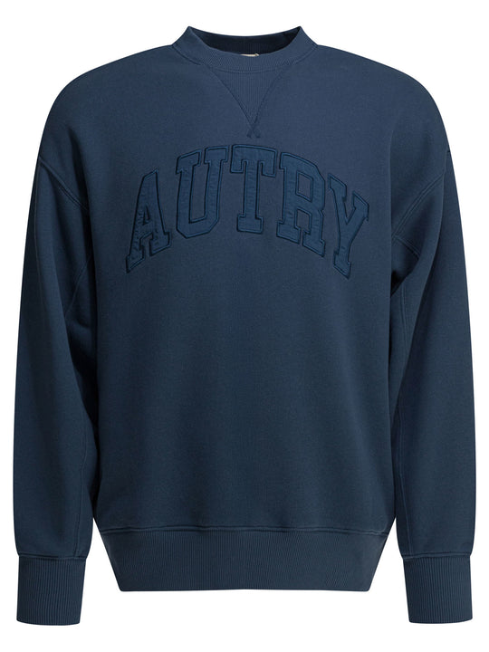 Crewneck Sweatshirt With Logo Sweatshirts Blu
