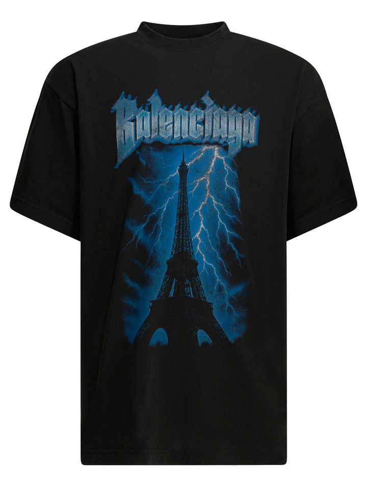 Balenciaga Paris Thunderstorm T-shirts - Nero | f3da4faa2df1fd3425776c16c27b9f34e166ad75