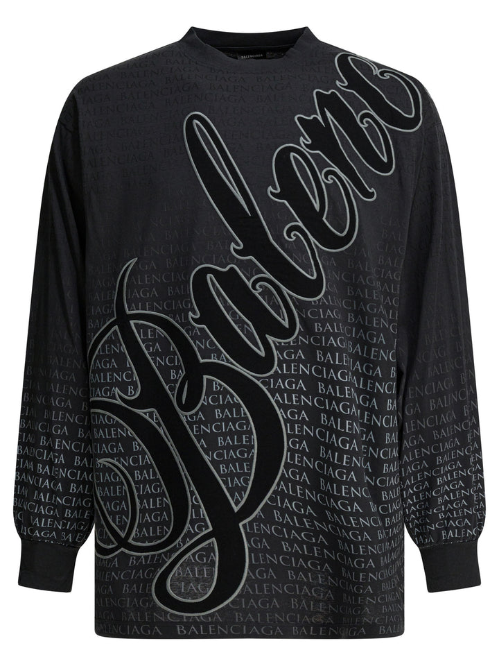 Balenciaga Crew-Neck T-Shirt With Print T-shirts - Nero | a1b9593444d47db6c0453a162b47a63a2056761a