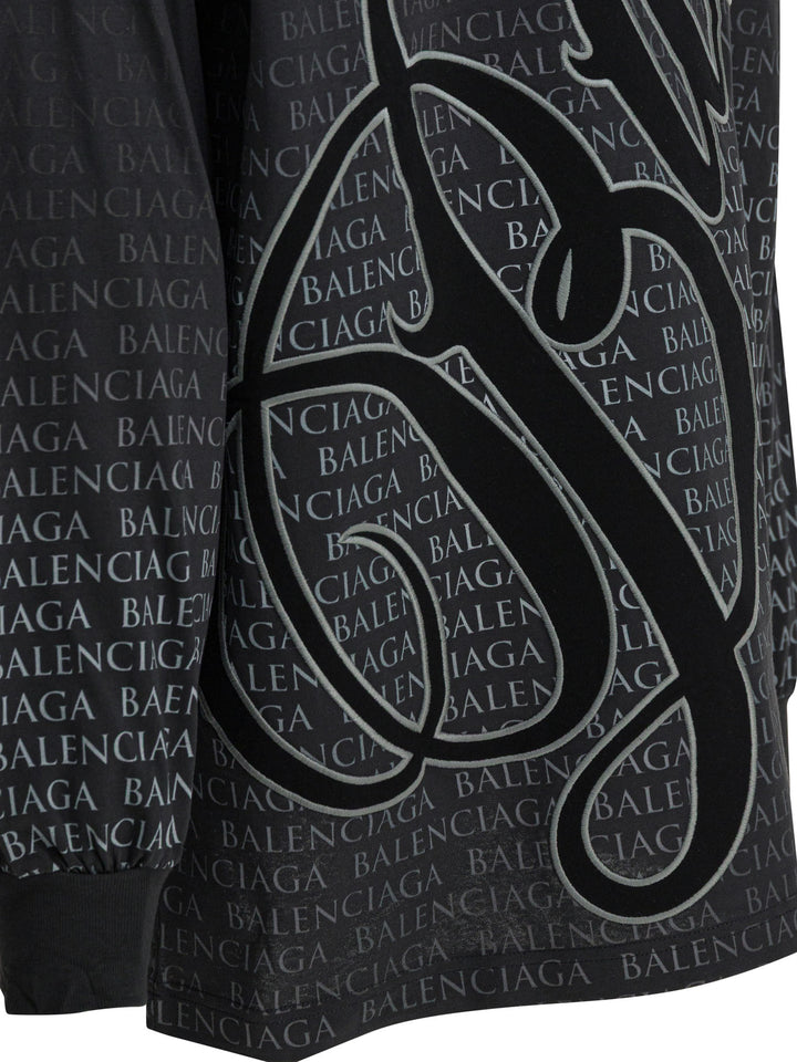 Balenciaga Crew-Neck T-Shirt With Print T-shirts - Nero | 5ec119d6d55c041cb00982f6c78d3fb8197a370d