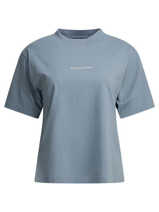 Balenciaga Back T-Shirts Light Blue