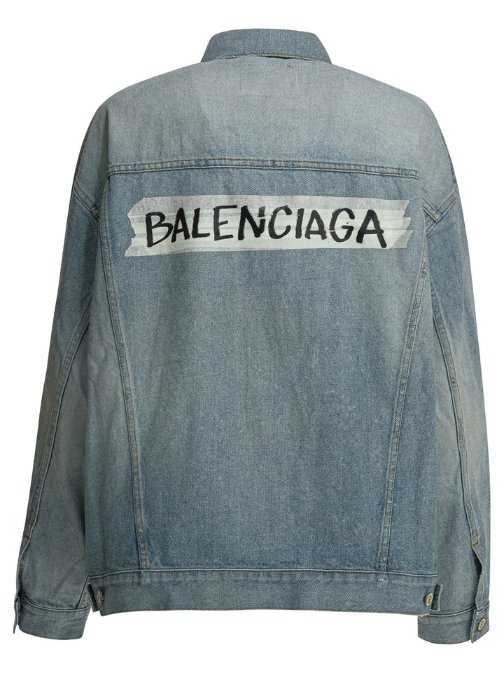 Balenciaga Denim Jacket Jackets and Coats - Light blue | 3096ec0050207de95c2b52bedc1d93f7535335cb